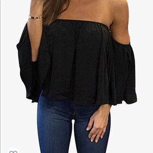 Off the shoulder chiffon blouse